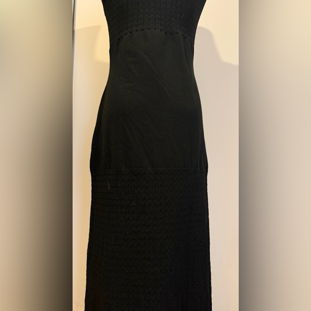 Commense Pointelle Split Button Sweater Dress Black - Picture 7 of 10